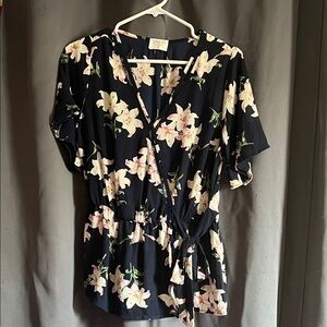 Sienna Sky Navy Floral Wrap Blouse